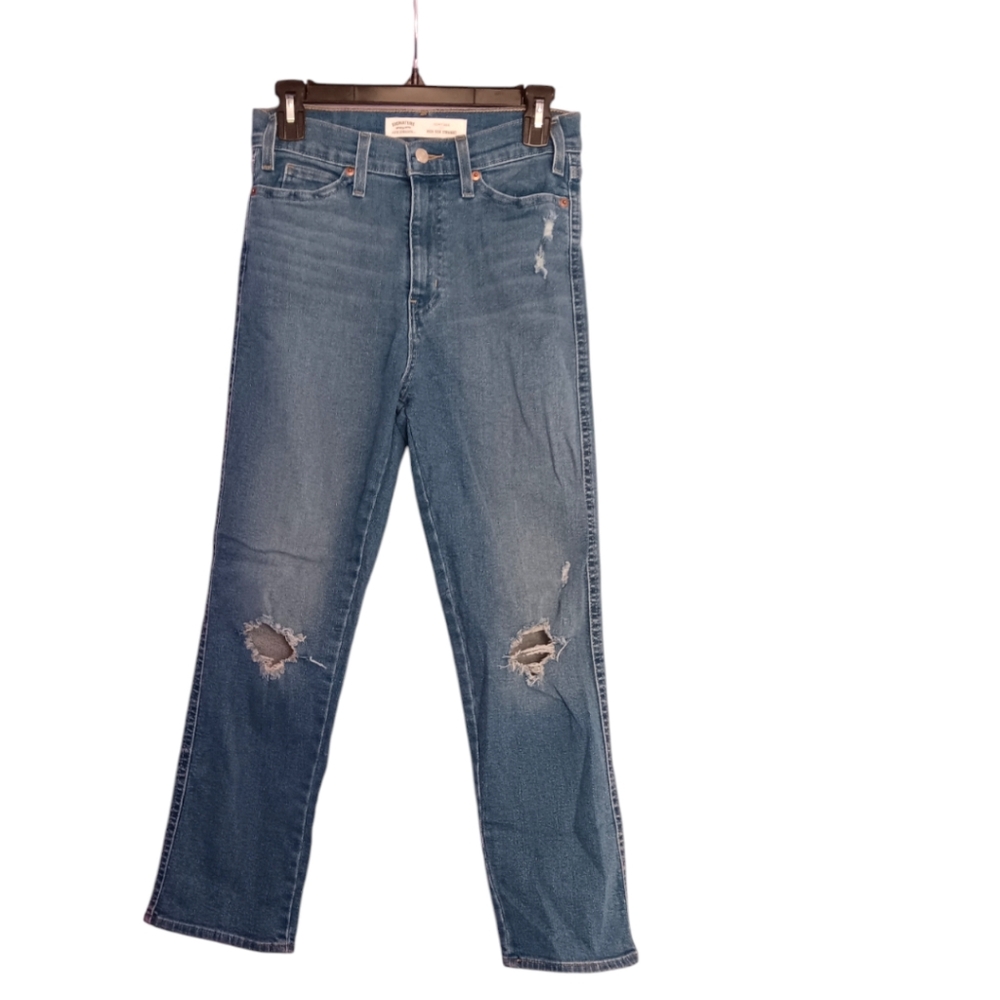 💋HP! Levi's | Heritage High Rise Straight Distressed Denim Jeans Size 4